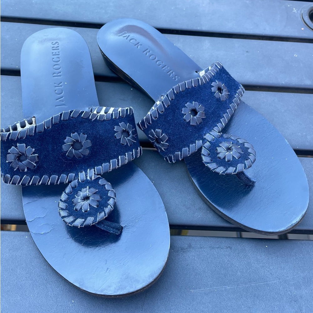 Jack Rogers Navy blue sandals- great used condition- they match everything!